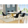 Best Quality Furniture White Marble Wrap Glass Dining Set with Velvet Chairs