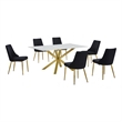 Best Quality Furniture White Marble Wrap Glass Dining Set with Velvet Chairs