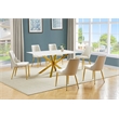 Best Quality Furniture White Marble Wrap Glass Dining Set with Velvet Chairs