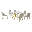 Best Quality Furniture White Marble Wrap Glass Dining Set with Velvet Chairs
