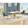 Best Quality Furniture White Marble Wrap Glass Dining Set with Velvet Chairs