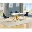Best Quality Furniture White Marble Wrap Glass Dining Set with Velvet Chairs