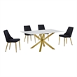 Best Quality Furniture White Marble Wrap Glass Dining Set with Velvet Chairs
