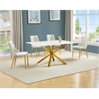 Best Quality Furniture White Marble Wrap Glass Dining Set with Velvet Chairs