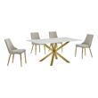 Best Quality Furniture White Marble Wrap Glass Dining Set with Velvet Chairs