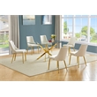 Best Quality Furniture Clear Glass Dining Set with Velvet Upholstered Chairs