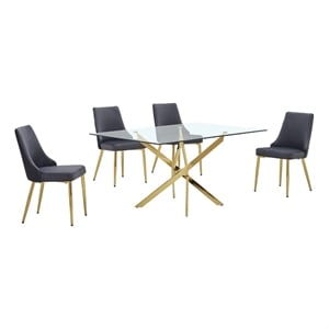 Best Quality Furniture Clear Glass Dining Set with Velvet Upholstered Chairs
