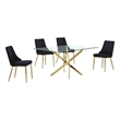 Best Quality Furniture Clear Glass Dining Set with Velvet Upholstered Chairs