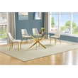 Best Quality Furniture Clear Glass Dining Set with Velvet Upholstered Chairs