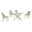 Best Quality Furniture Clear Glass Dining Set with Velvet Upholstered Chairs