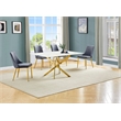 Best Quality Furniture White Marble Wrap Glass Dining Set with Velvet Chairs