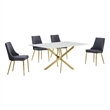 Best Quality Furniture White Marble Wrap Glass Dining Set with Velvet Chairs