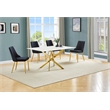 Best Quality Furniture White Marble Wrap Glass Dining Set with Velvet Chairs