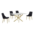 Best Quality Furniture White Marble Wrap Glass Dining Set with Velvet Chairs
