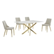 Best Quality Furniture White Marble Wrap Glass Dining Set with Velvet Chairs