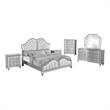 Best Quality Furniture Silver Embossed Wood Bedroom Set with King Panel Bed