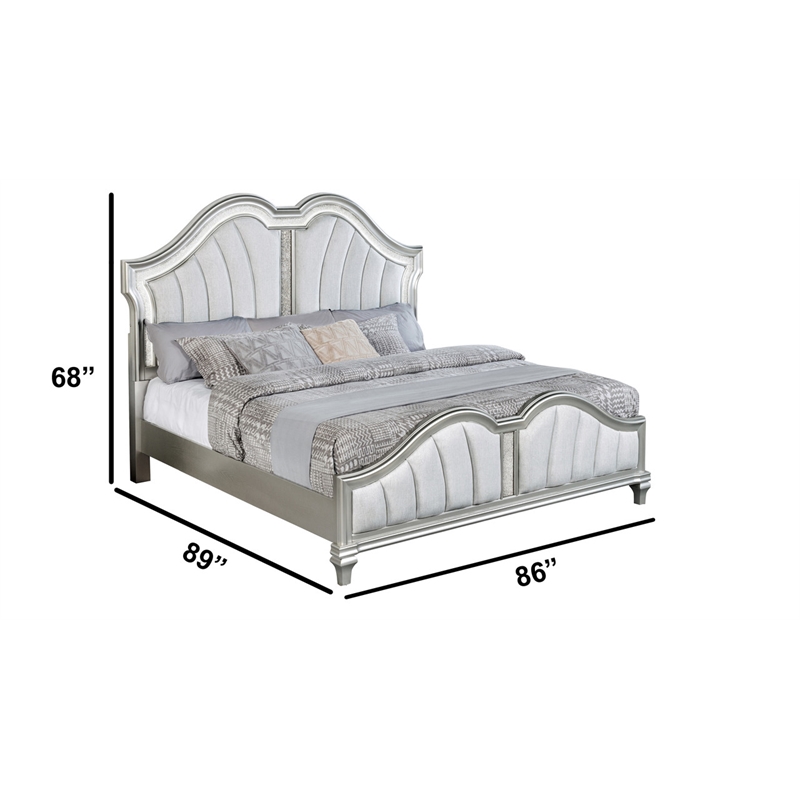 Best Quality Furniture Silver Embossed Wood Bedroom Set with King Panel Bed