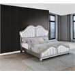Best Quality Furniture Silver Embossed Wood King Panel Bed with LED Headboard