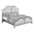 Best Quality Furniture Silver Embossed Wood Queen Panel Bed with LED Headboard