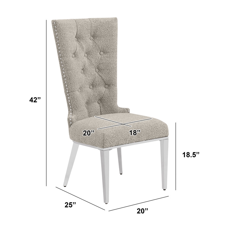 Best Quality Furniture Button Tufted Boucle Fabric Side Chairs in Gray