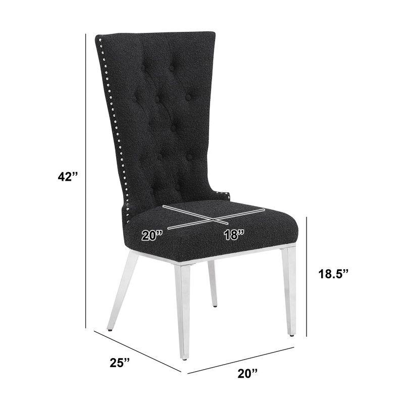 Best Quality Furniture Button Tufted Boucle Fabric Side Chairs in Black