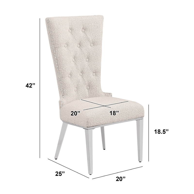 Best Quality Furniture Button Tufted Boucle Fabric Side Chairs in Cream