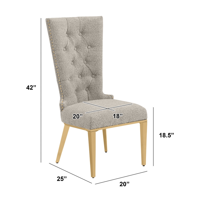 Best Quality Furniture Button Tufted Boucle Fabric Side Chairs in Gray