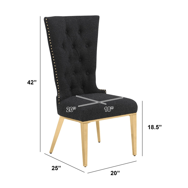 Best Quality Furniture Button Tufted Boucle Fabric Side Chairs in Black