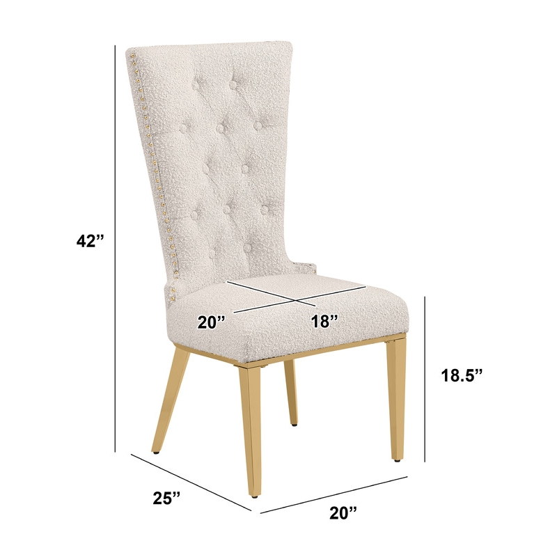 Best Quality Furniture Button Tufted Boucle Fabric Side Chairs in Cream