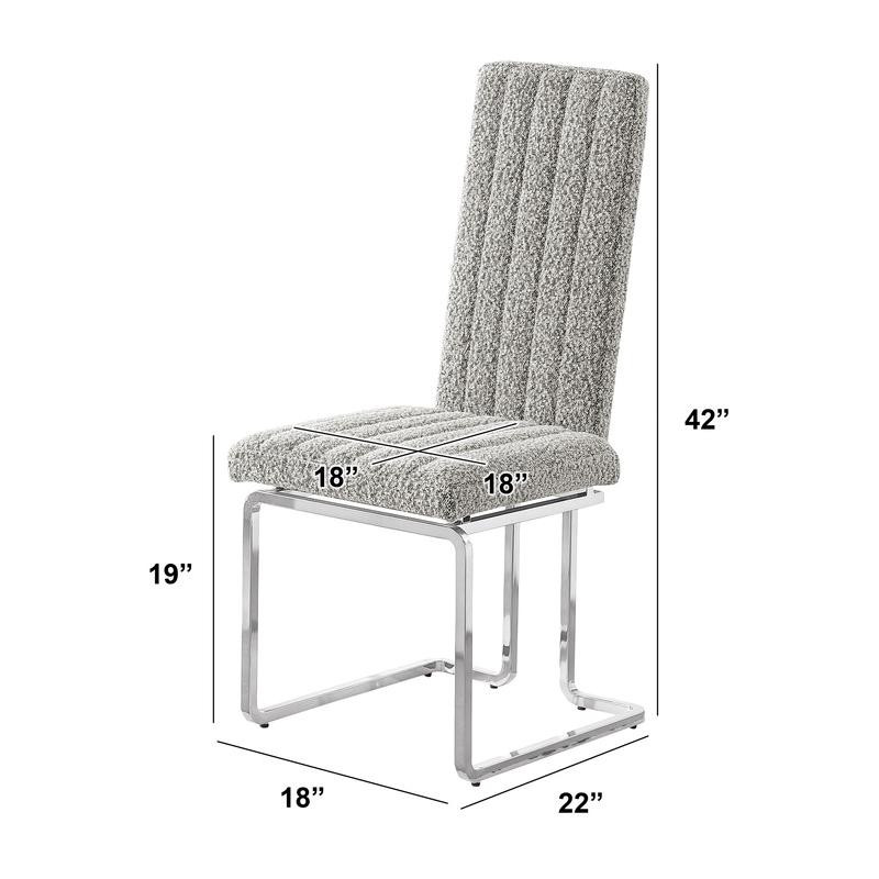 Best Quality Furniture Line Tufted Boucle Fabric Side Chairs in Rich Gray
