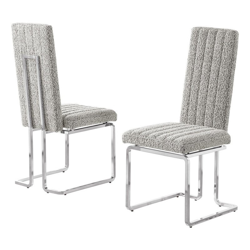 Best Quality Furniture Line Tufted Boucle Fabric Side Chairs in Rich Gray