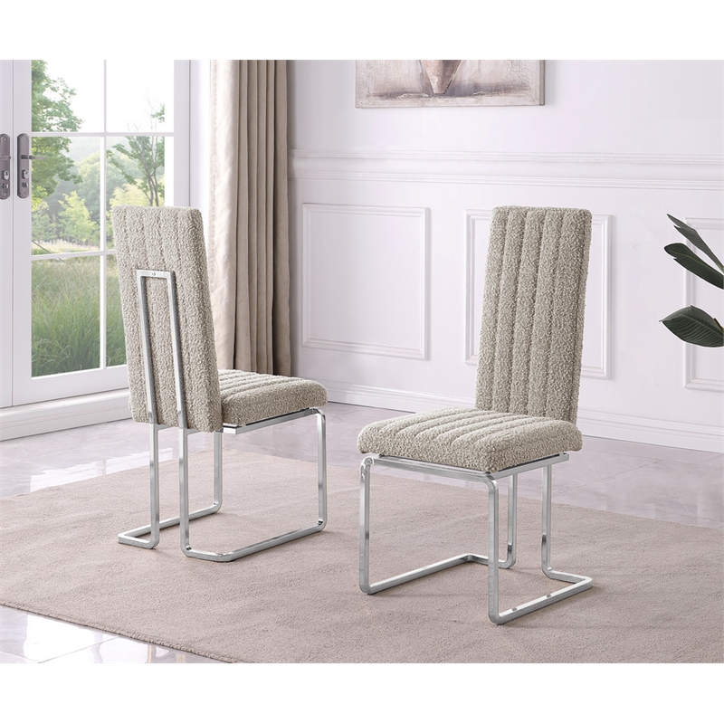 Best Quality Furniture Line Tufted Boucle Fabric Side Chairs in Gray