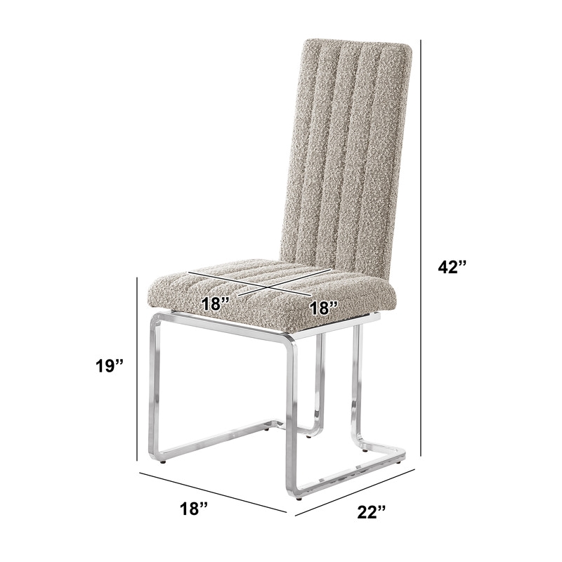 Best Quality Furniture Line Tufted Boucle Fabric Side Chairs in Gray