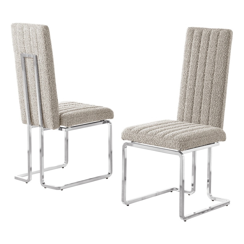 Best Quality Furniture Line Tufted Boucle Fabric Side Chairs in Gray