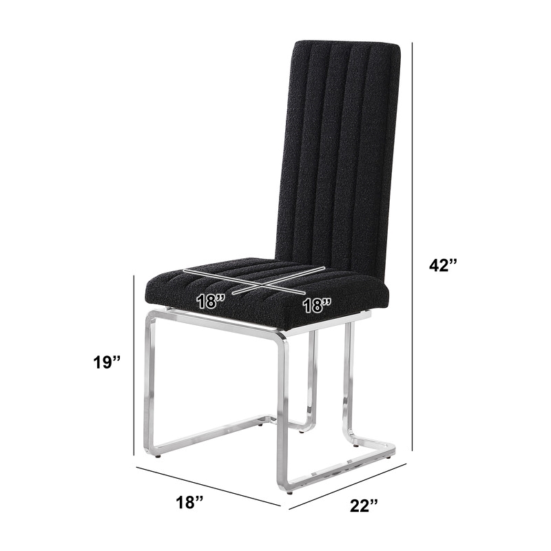 Best Quality Furniture Line Tufted Boucle Fabric Side Chairs in Black