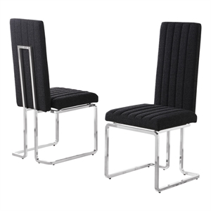 Best Quality Furniture Line Tufted Boucle Fabric Side Chairs in Black