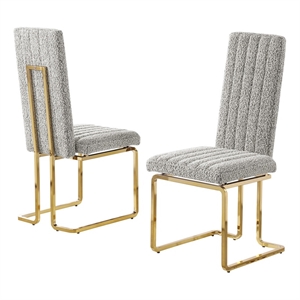 Best Quality Furniture Line Tufted Boucle Fabric Side Chairs in Rich Gray