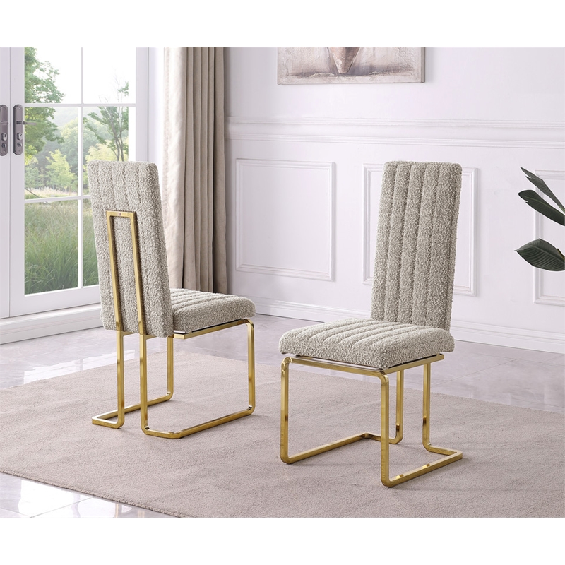 Best Quality Furniture Line Tufted Boucle Fabric Side Chairs in Gray