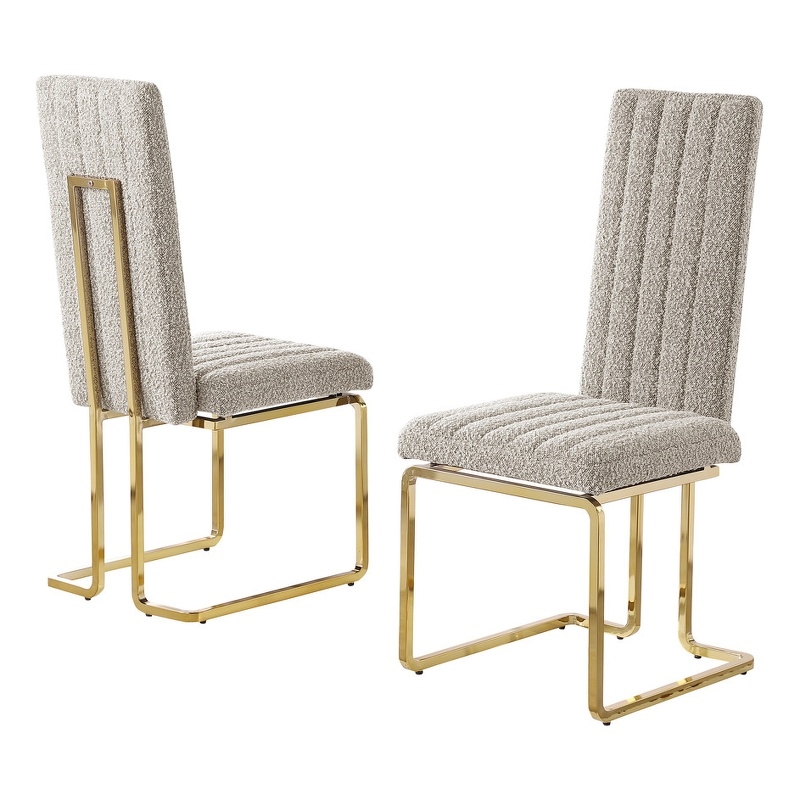 Best Quality Furniture Line Tufted Boucle Fabric Side Chairs in Gray