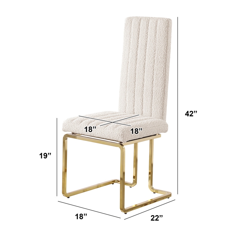Best Quality Furniture Line Tufted Boucle Fabric Side Chairs in Cream