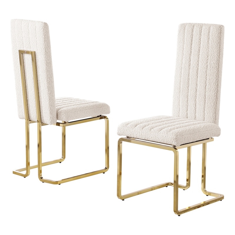 Best Quality Furniture Line Tufted Boucle Fabric Side Chairs in Cream