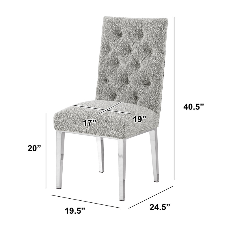 Best Quality Furniture Button Tufted Side Chairs in Rich Gray Boucle Fabric
