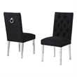 Best Quality Furniture Button Tufted Side Chairs in Black Boucle Fabric
