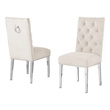 Best Quality Furniture Button Tufted Side Chairs in Cream Boucle Fabric