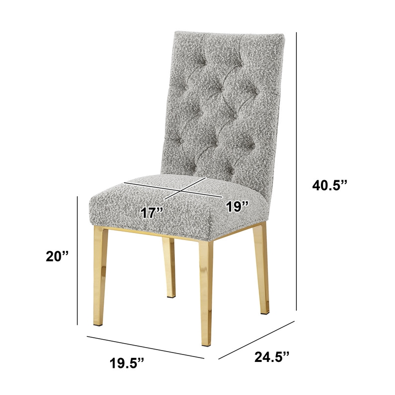Best Quality Furniture Button Tufted Side Chairs in Rich Gray Boucle Fabric