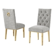 Best Quality Furniture Button Tufted Side Chairs in Rich Gray Boucle Fabric