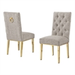 Best Quality Furniture Button Tufted Side Chairs in Gray Boucle Fabric
