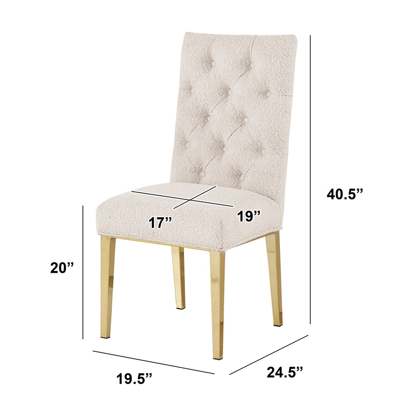 Best Quality Furniture Button Tufted Side Chairs in Cream Boucle Fabric
