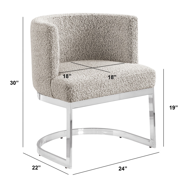Best Quality Furniture Single Chair with Gray Boucle Fabric and Chrome Base