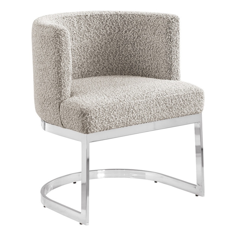 Best Quality Furniture Single Chair with Gray Boucle Fabric and Chrome Base